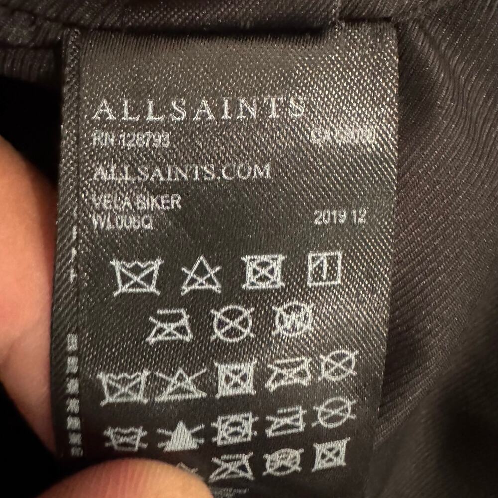 AllSaints Vela Biker Jacket Black Lamb Leather Women's 6 - Picture 7 of 11